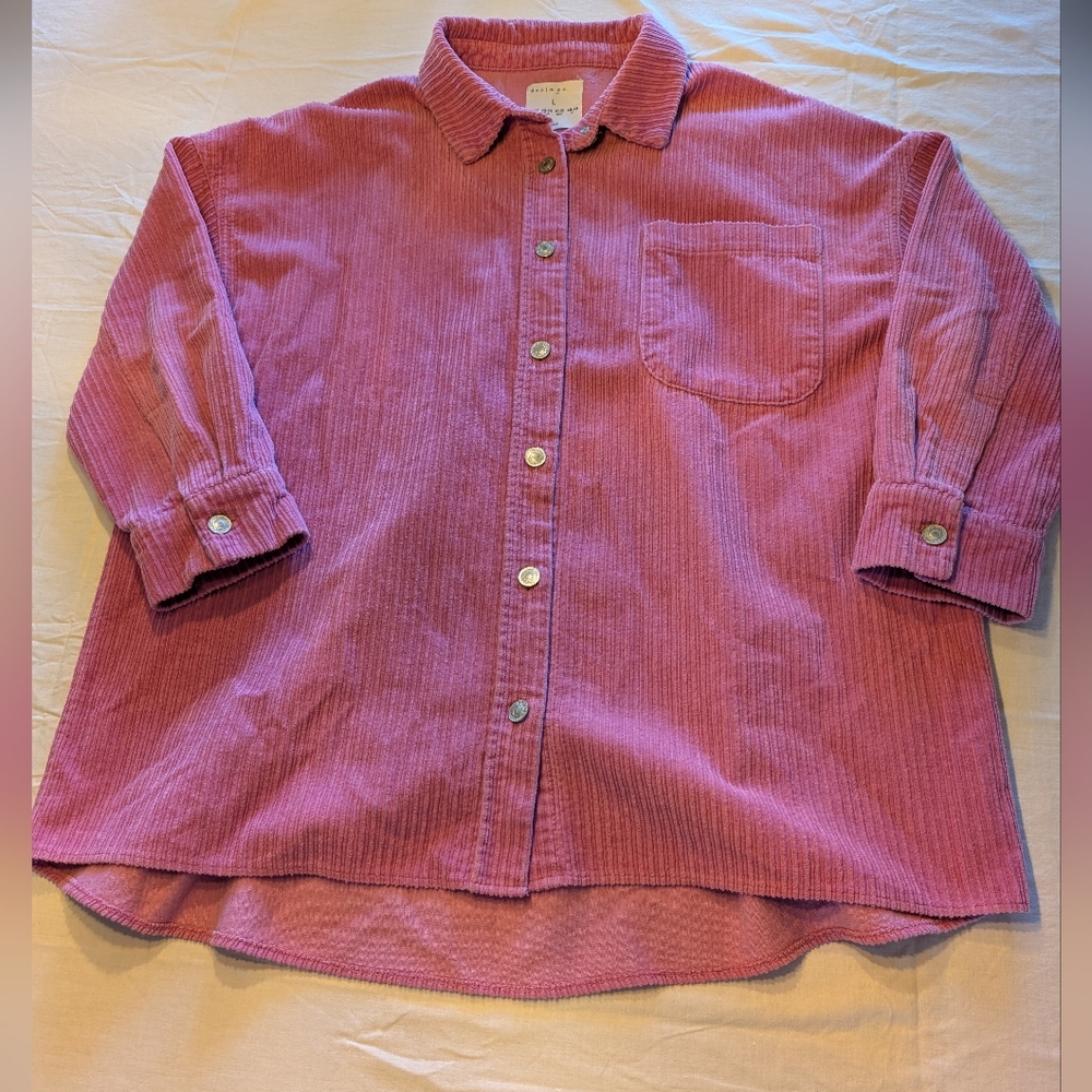 2/30$ Denim&Co Kids Button Down Corduroy Shirt - Pink